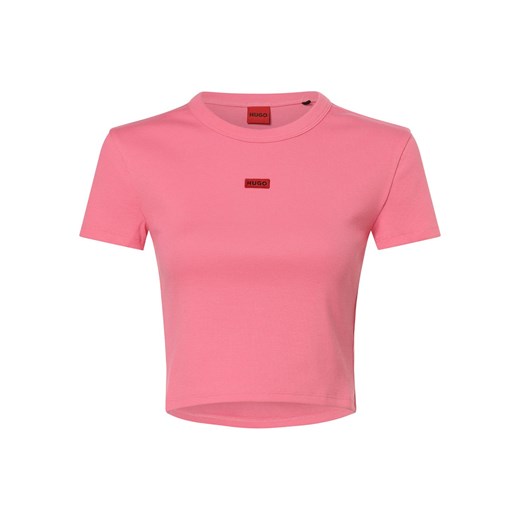 HUGO Koszulka damska - Deluisa_1 Kobiety Bawełna różowy jednolity ze sklepu vangraaf w kategorii Bluzki damskie - zdjęcie 167807741