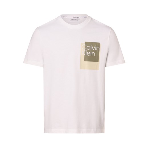 Calvin Klein Koszulka męska Mężczyźni Bawełna biały jednolity ze sklepu vangraaf w kategorii T-shirty męskie - zdjęcie 167807743
