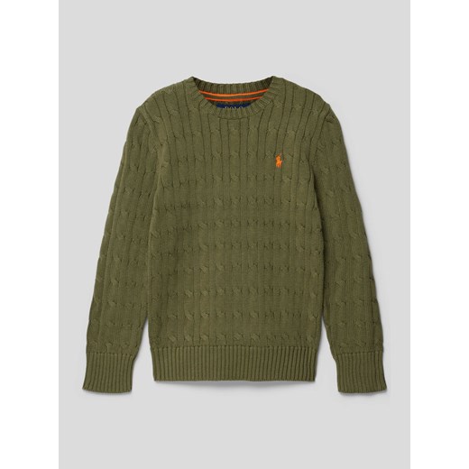 Sweter z dzianiny ze ściegiem warkoczowym model ‘CABLE’ ze sklepu Peek&Cloppenburg  w kategorii Swetry chłopięce - zdjęcie 167810202