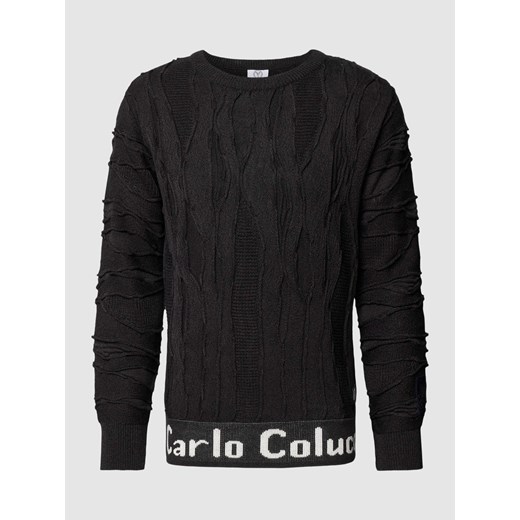 Sweter z dzianiny z fakturowanym wzorem Carlo Colucci XL Peek&Cloppenburg  promocja