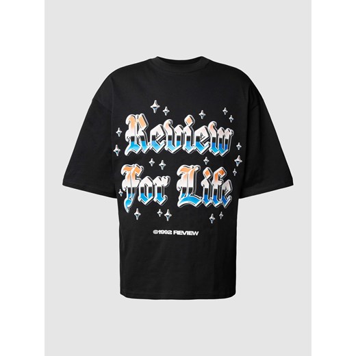 T-shirt z nadrukiem ze sloganem Review XL okazyjna cena Peek&Cloppenburg 