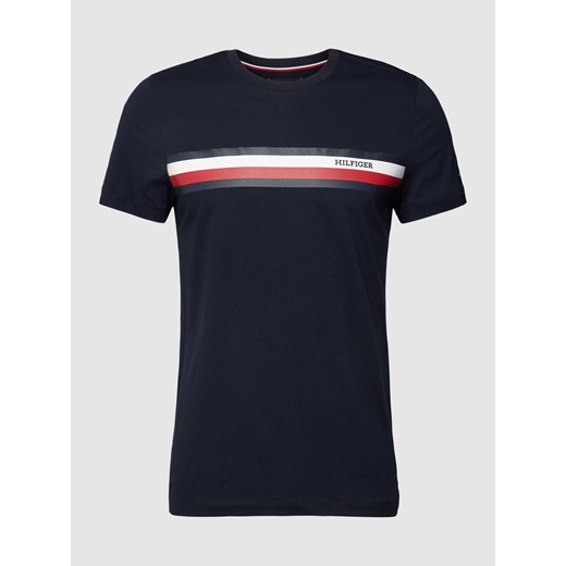 T-shirt o kroju slim fit z nadrukiem z logo Tommy Hilfiger L Peek&Cloppenburg  okazyjna cena