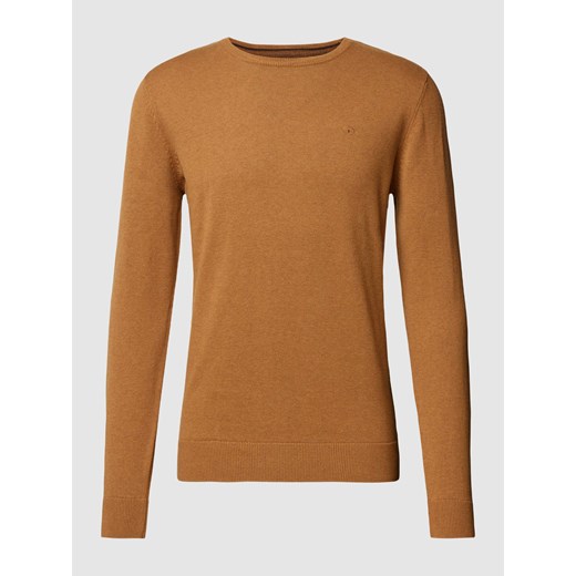 Sweter z dzianiny z wyhaftowanym logo model ‘BASIC’ ze sklepu Peek&Cloppenburg  w kategorii Swetry męskie - zdjęcie 167813143