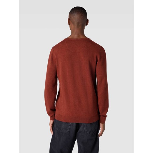 Sweter z dzianiny z wyhaftowanym logo model ‘BASIC’ M okazja Peek&Cloppenburg 