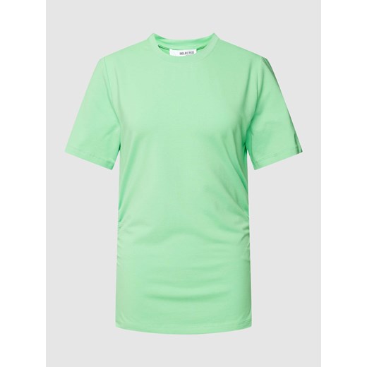 T-shirt z marszczeniami model ‘CHLOE’ Selected Femme L wyprzedaż Peek&Cloppenburg 
