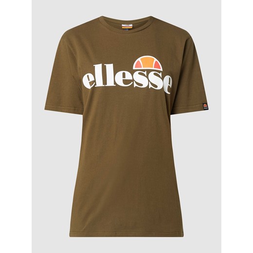 T-shirt z bawełny z detalami z logo ze sklepu Peek&Cloppenburg  w kategorii Bluzki damskie - zdjęcie 167817232