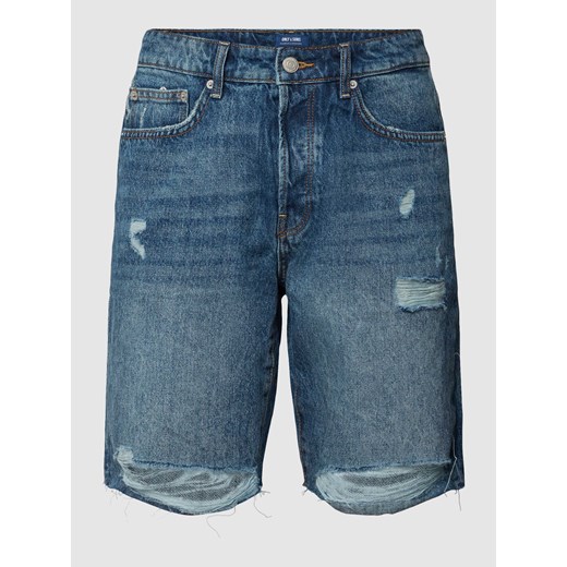 Szorty jeansowe z przetarciami model ‘EDGE’ ze sklepu Peek&Cloppenburg  w kategorii Spodenki męskie - zdjęcie 167819411