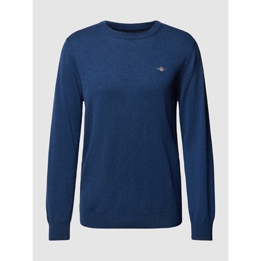 Sweter z dzianiny z okrągłym dekoltem i wyhaftowanym logo Gant XXL okazyjna cena Peek&Cloppenburg