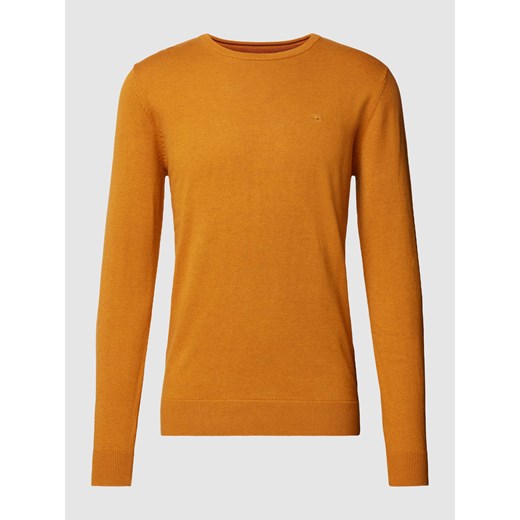 Sweter z dzianiny z wyhaftowanym logo model ‘BASIC’ ze sklepu Peek&Cloppenburg  w kategorii Swetry męskie - zdjęcie 167820131
