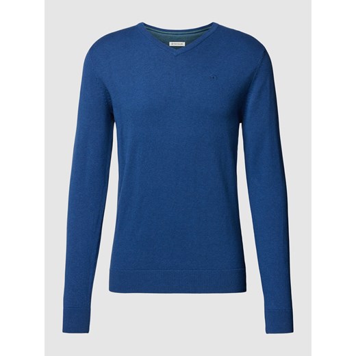 Sweter z dzianiny z wyhaftowanym logo model ‘BASIC’ ze sklepu Peek&Cloppenburg  w kategorii Swetry męskie - zdjęcie 167820142