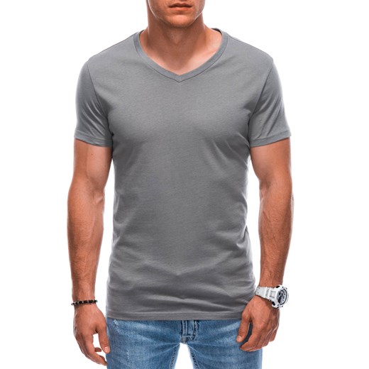 T-shirt męski basic V-neck EM-TSBS-0101 - szary V8 ze sklepu Edoti w kategorii T-shirty męskie - zdjęcie 167838994