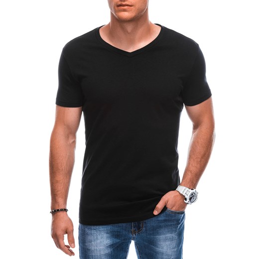 T-shirt męski basic V-neck EM-TSBS-0101 - czarny V1 ze sklepu Edoti w kategorii T-shirty męskie - zdjęcie 167839003