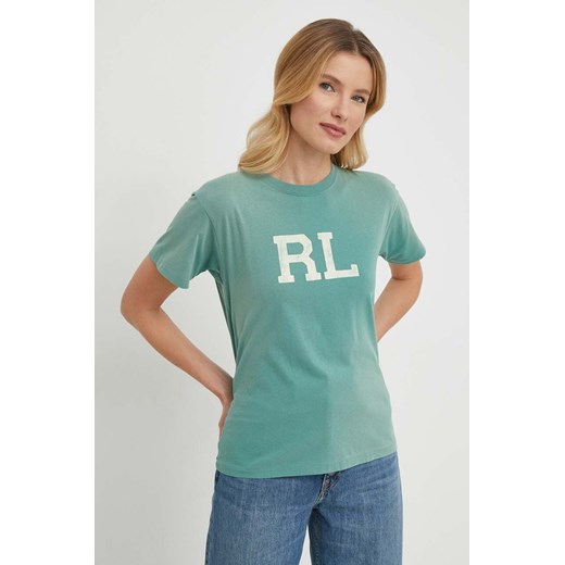 Polo Ralph Lauren t-shirt bawełniany kolor zielony ze sklepu ANSWEAR.com w kategorii Bluzki damskie - zdjęcie 167839380