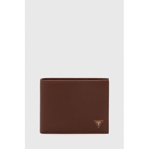 Guess portfel skórzany SCALA męski kolor brązowy SMSCLE LEA20 ze sklepu ANSWEAR.com w kategorii Portfele męskie - zdjęcie 167843364
