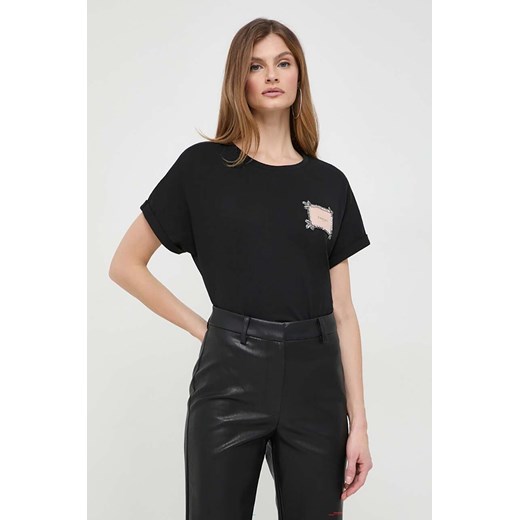 Twinset t-shirt bawełniany damski kolor czarny ze sklepu ANSWEAR.com w kategorii Bluzki damskie - zdjęcie 167843671