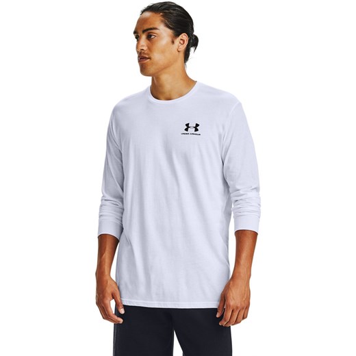 Męski longsleeve treningowy Under Armour  Sportstyle Left Chest Ls - biały ze sklepu Sportstylestory.com w kategorii T-shirty męskie - zdjęcie 167845670