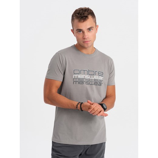 T-shirt męski Ombre w nadruki 