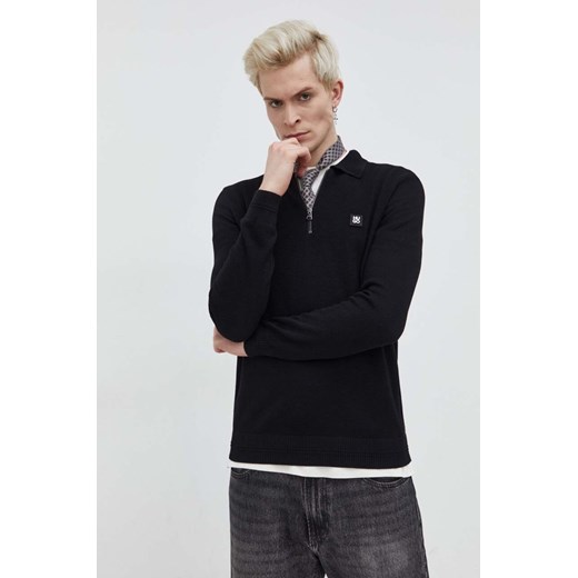 HUGO sweter z domieszką wełny męski kolor czarny 50504386 ze sklepu ANSWEAR.com w kategorii Swetry męskie - zdjęcie 167849004