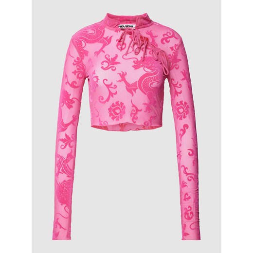 Bluzka z długim rękawem z siateczki ze wzorem CHINATOWN ze sklepu Peek&Cloppenburg  w kategorii Bluzki damskie - zdjęcie 167850133