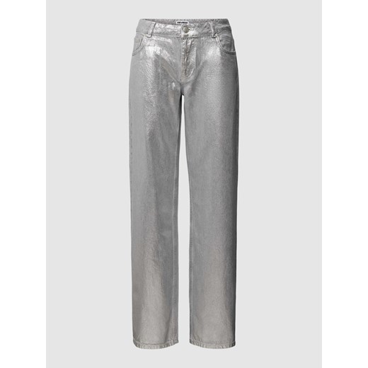 Jeansy z prostą nogawką i srebrnym efektem metalicznym ze sklepu Peek&Cloppenburg  w kategorii Jeansy damskie - zdjęcie 167851130