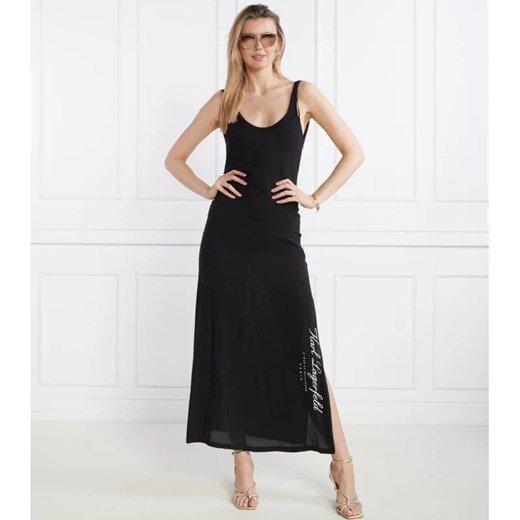 Sukienka Karl Lagerfeld na ramiączkach czarna z wiskozy 