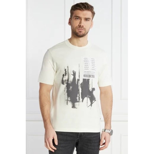 T-shirt męski biały BOSS HUGO z krótkim rękawem młodzieżowy