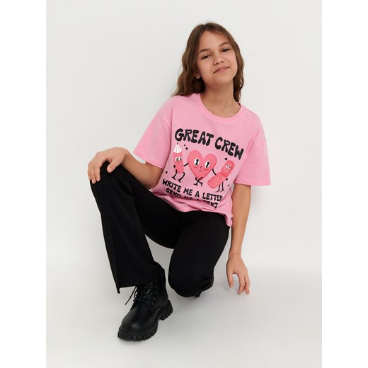 Sinsay - Koszulka z nadrukiem - różowy ze sklepu Sinsay w kategorii Bluzki dziewczęce - zdjęcie 167856851