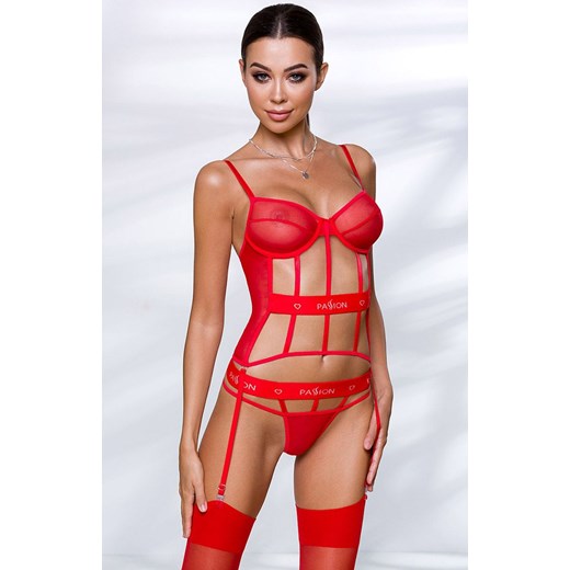 KYOUKA gorset i stringi, Kolor czerwony, Rozmiar L/XL, Passion Passion 2XL/3XL Intymna