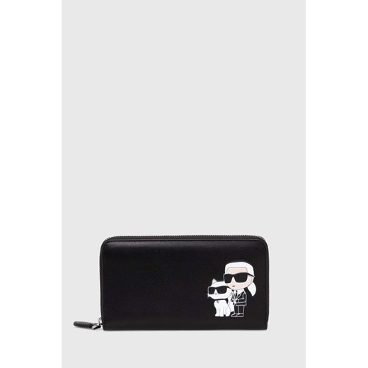 Karl Lagerfeld portfel skórzany damski kolor czarny ze sklepu ANSWEAR.com w kategorii Portfele damskie - zdjęcie 167863441