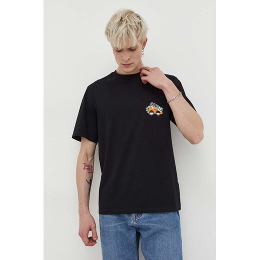 HUGO t-shirt bawełniany męski kolor czarny z nadrukiem 50508531 ze sklepu ANSWEAR.com w kategorii T-shirty męskie - zdjęcie 167863780