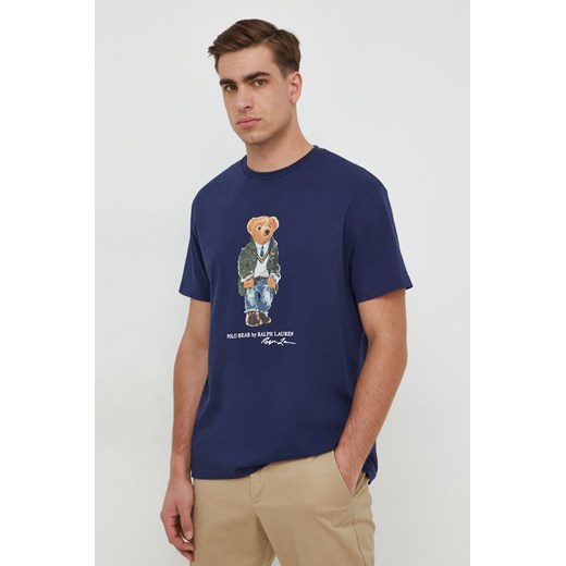 Polo Ralph Lauren t-shirt bawełniany kolor granatowy z nadrukiem ze sklepu ANSWEAR.com w kategorii T-shirty męskie - zdjęcie 167865411