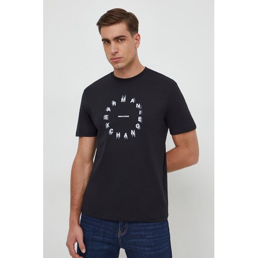 Armani Exchange t-shirt bawełniany męski kolor czarny z nadrukiem Armani Exchange S ANSWEAR.com