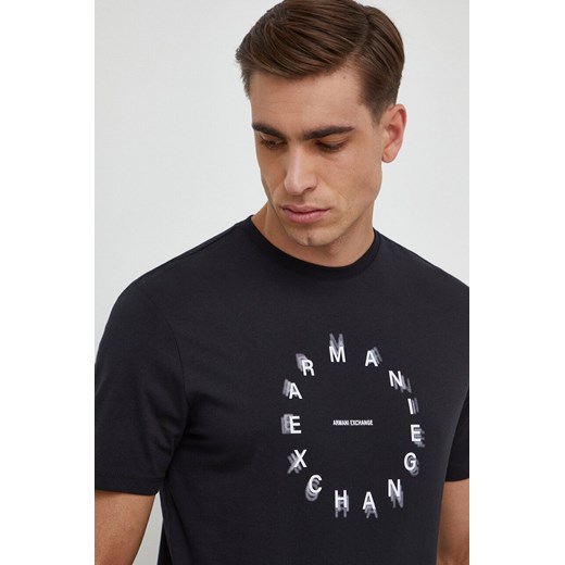 Armani Exchange t-shirt bawełniany męski kolor czarny z nadrukiem Armani Exchange L ANSWEAR.com