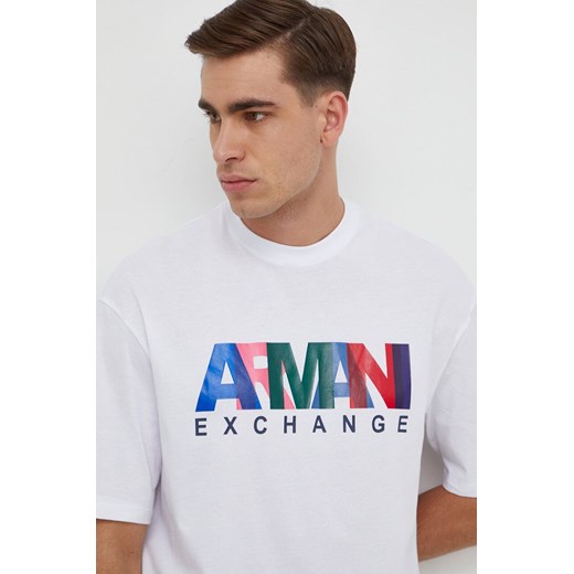 Armani Exchange t-shirt bawełniany męski kolor biały z nadrukiem Armani Exchange S ANSWEAR.com