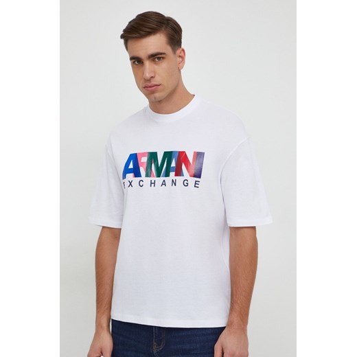 Armani Exchange t-shirt bawełniany męski kolor biały z nadrukiem Armani Exchange L ANSWEAR.com