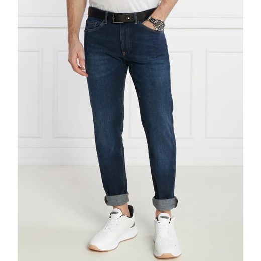 Granatowe jeansy męskie BOSS HUGO z elastanu 
