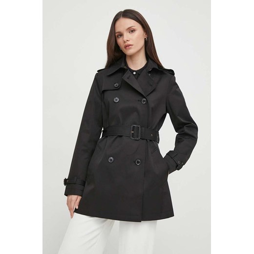 Lauren Ralph Lauren płaszcz damski kolor czarny przejściowy dwurzędowy ze sklepu ANSWEAR.com w kategorii Płaszcze damskie - zdjęcie 167875990