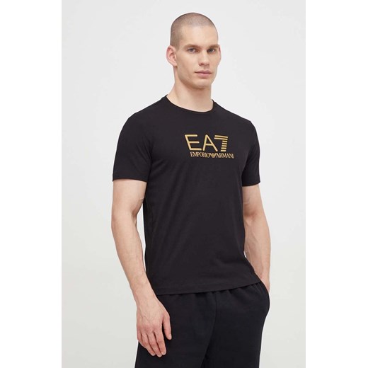 EA7 Emporio Armani t-shirt bawełniany męski kolor czarny z nadrukiem ze sklepu ANSWEAR.com w kategorii T-shirty męskie - zdjęcie 167876022