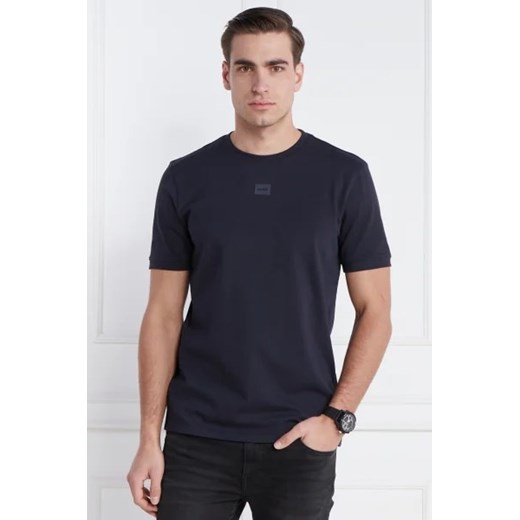 Granatowy t-shirt męski Hugo Boss z krótkim rękawem