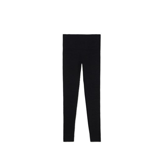 Cropp - Czarne prążkowane legginsy - czarny Cropp S Cropp