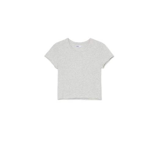 Cropp - Gładka szara koszulka - jasny szary ze sklepu Cropp w kategorii Bluzki damskie - zdjęcie 167898534