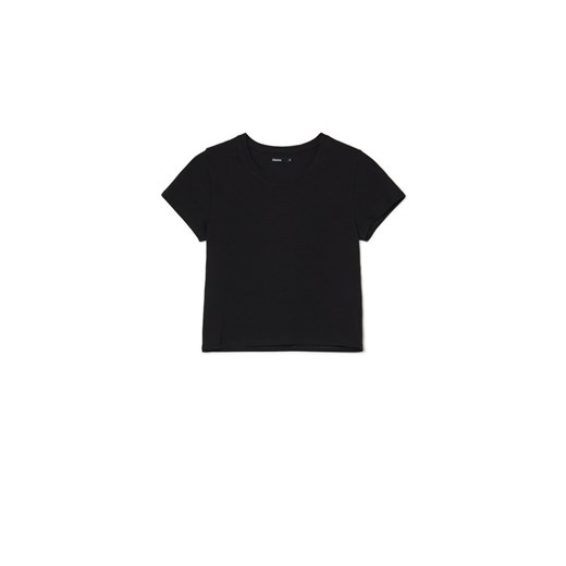 Cropp - Gładka czarna koszulka - czarny ze sklepu Cropp w kategorii Bluzki damskie - zdjęcie 167898540