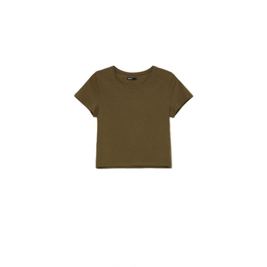 Cropp - Gładka brązowa koszulka - brązowy ze sklepu Cropp w kategorii Bluzki damskie - zdjęcie 167898641