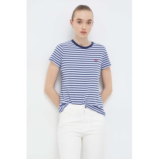 Levi&apos;s t-shirt bawełniany damski kolor niebieski ze sklepu ANSWEAR.com w kategorii Bluzki damskie - zdjęcie 167899861