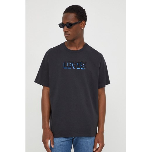 Levi&apos;s t-shirt bawełniany męski kolor czarny z nadrukiem ze sklepu ANSWEAR.com w kategorii T-shirty męskie - zdjęcie 167899962