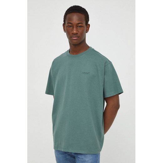 Levi&apos;s t-shirt bawełniany męski kolor zielony gładki ze sklepu ANSWEAR.com w kategorii T-shirty męskie - zdjęcie 167899982