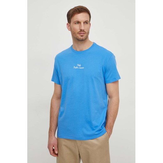 Polo Ralph Lauren t-shirt bawełniany męski kolor niebieski gładki ze sklepu ANSWEAR.com w kategorii T-shirty męskie - zdjęcie 167900012