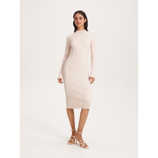 Reserved - Sukienka midi - kremowy ze sklepu Reserved w kategorii Sukienki - zdjęcie 167901050