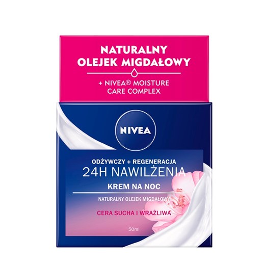 Nivea 24H Nawilżenia + Regeneracja - odżywczy krem na noc do cery suchej i Nivea 50 ml wyprzedaż Super-Pharm