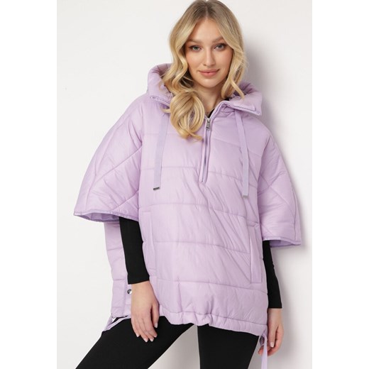 Kurtka damska Born2be fioletowa krótka casual 
